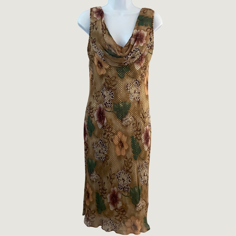 Vintage 90s Midi‎ Dress Size 8 Fairy Grunge Fairycore Feminine Draped Neck Party